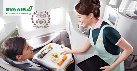 EVA Air vyhrala tohtoročné ocenenie Travellers' Choice na portáli TripAdvisor